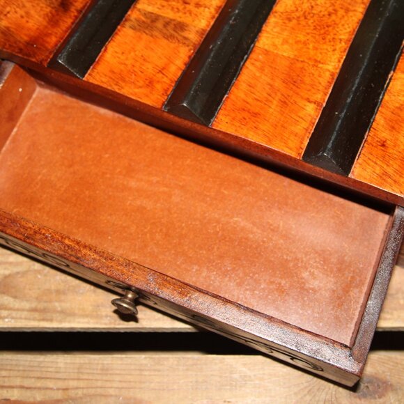 Pier One Imports Wooden Carved Counter Top Wine Rack with Drawer Storage - Picture 8 of 8